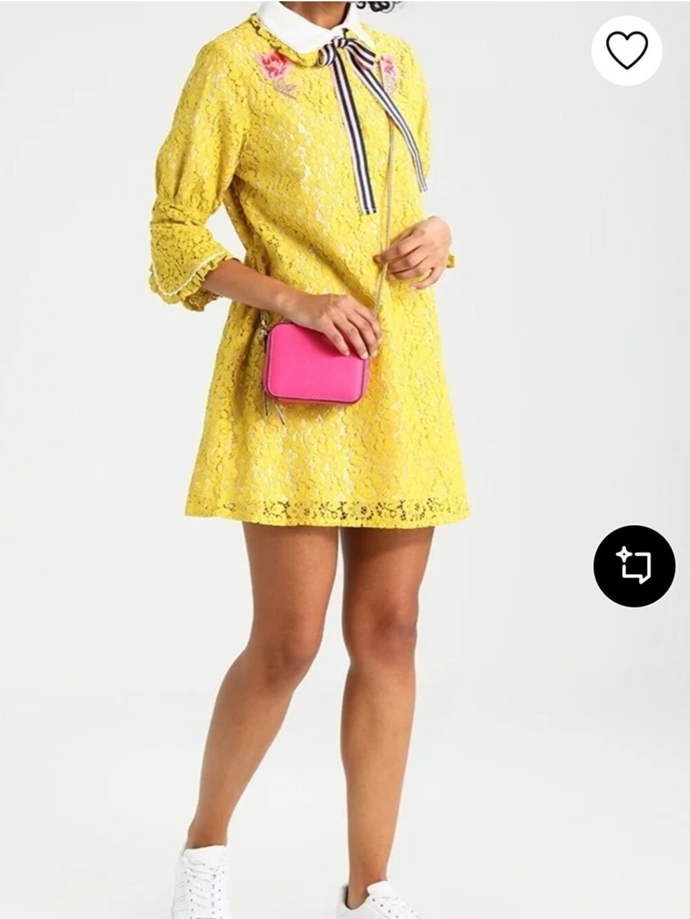 Sister Jane Yellow Lace Shift Dress Sz L